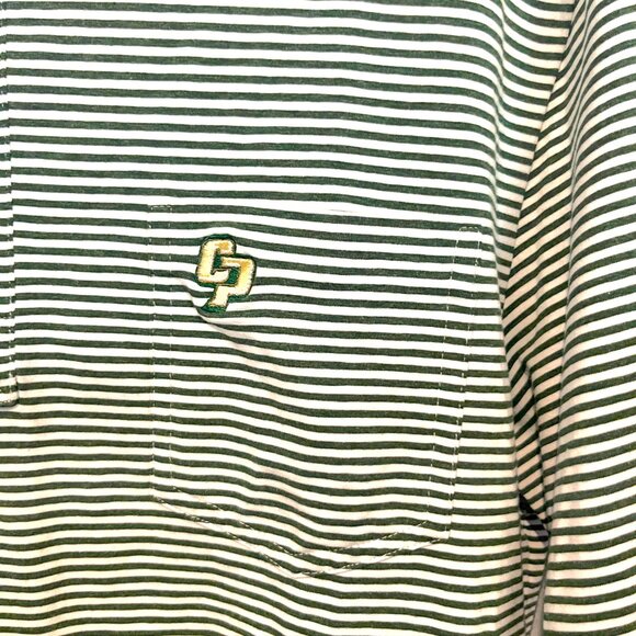 johnnie-O Hangin' Out Striped Polo Shirt Men's L - Green and White Cal Poly NWT - Picture 3 of 16